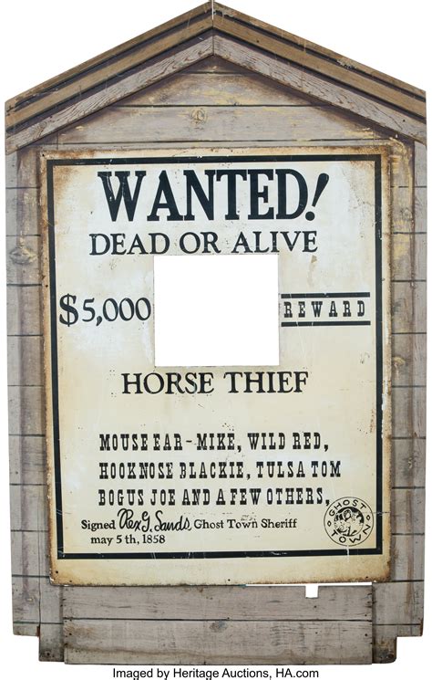 Wanted Dead Or Alive Ghost Town Wooden Sign C 1950s Lot