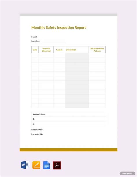 Inspection Report Templates Documents Design Free Download