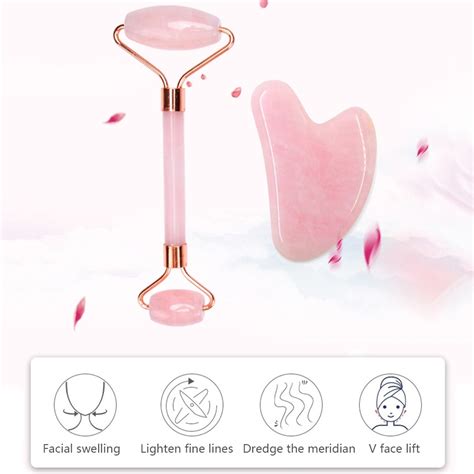 Face Lifting Tool Massager Rose Quartz Roller Slimming Natural Jade Facial Massage Roller Stone