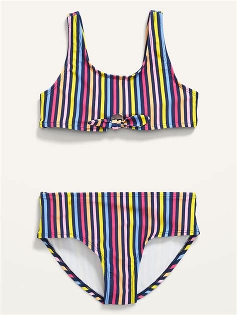 old navy printed tie front bikini swim set for girls