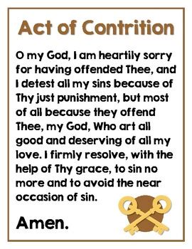 So what is the act of contrition? Act of Contrition Prayer Poster by FaithHopeLoveLearn | TpT