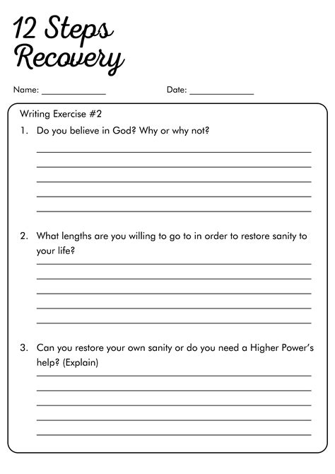 Free 12 Step Recovery Worksheets