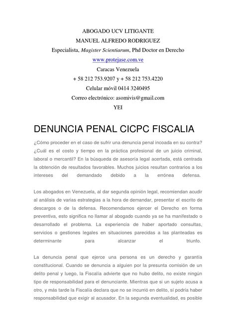 Denuncia Penal Cicpc Fiscalia By Javier Nu Ez Issuu