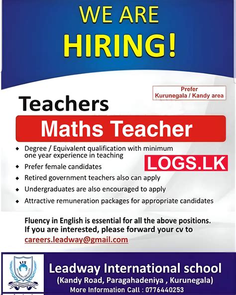 Maths Teacher Job Vacancy 2023 In Leadway International School