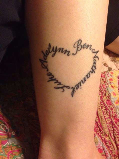 My Ankle Heart Tattoo With Kids Names Tattoo Pinterest