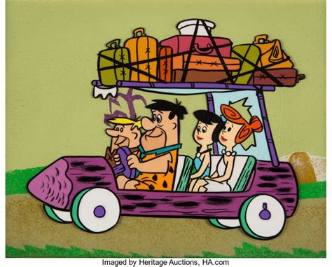 The Flintstones Fred Wilma Barney And Betty Production Cel Setup