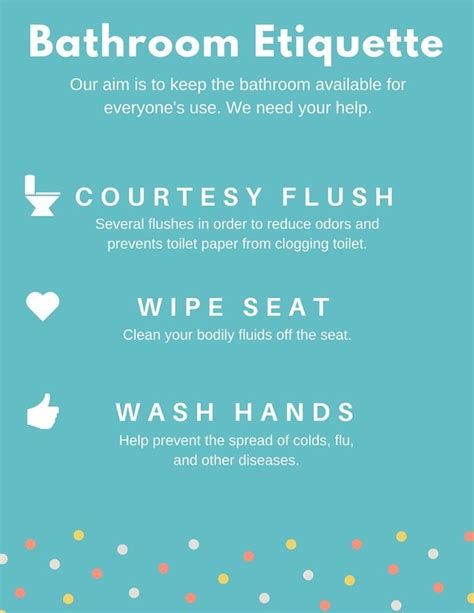 Bathroom Etiquette For Office Building Courtesy Flush Wipe The Seat