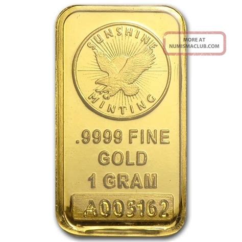 1 Gram Sunshine Gold Bar 9999 Fine Gold