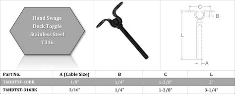 Stainless Steel Black Oxide Hand Swage Deck Toggle T316 — Cable Rail