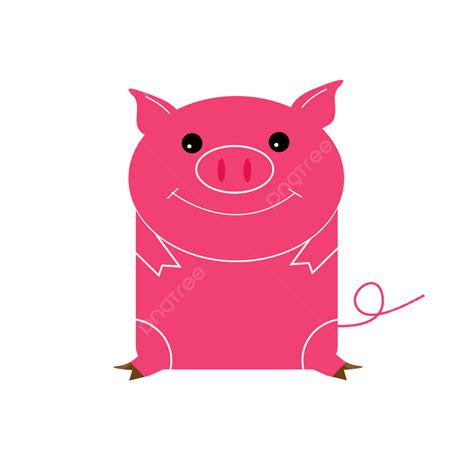 Pink Pig White Transparent Original Vector Pink Cartoon Pig Original
