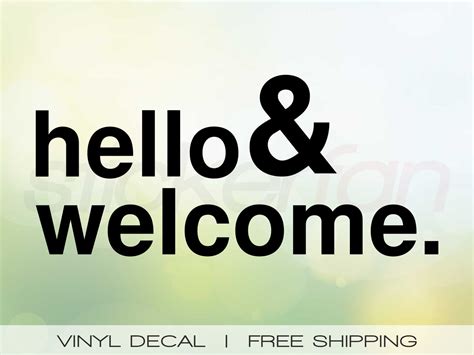 Hello And Welcome Wall Decal Entryway Interior Wall Decor Etsy