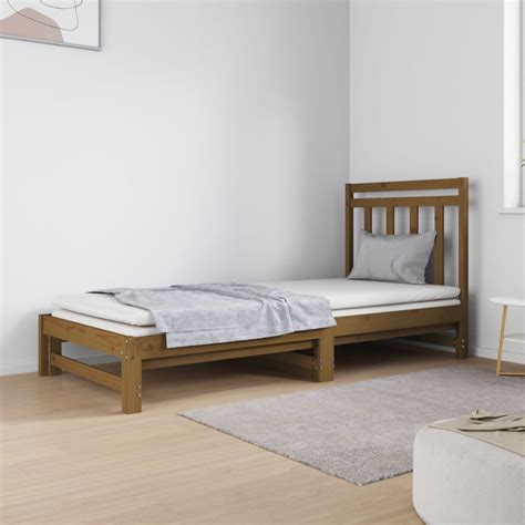 Pull Out Day Bed Honey Brown 2x90x190 Cm Solid Wood Pine Low Cost