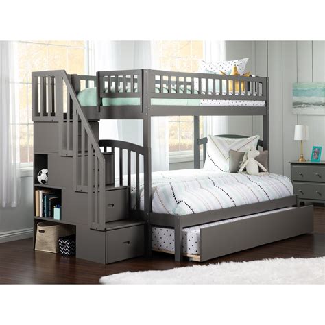 Westbrook Staircase Bunk Twin Over Full With Twin Size Urban Trundle