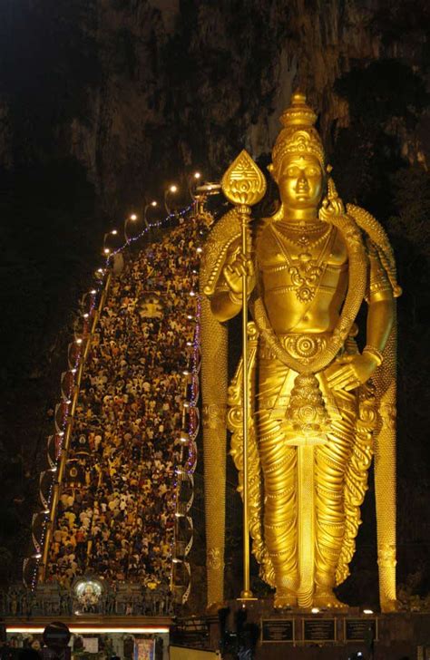 He is the son of lord shiva and parvati, his brother is ganesha and his wives are valli and deivayanai. Thousands fulfil vows during Thaipusam