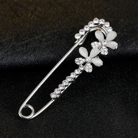 Hijab Pins Silver Color Safety Pin Brooch Jewelry Fashion Luxury Rhinestone Men Brooches For