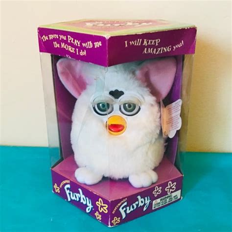 Vintage Pink White Furby 1990s Tested And Works With Tags By Etsy
