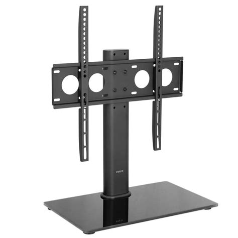 Vivo Black Tv Table Top Stand W Glass Base Universal Vesa Mount For