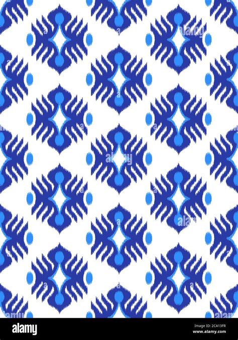 Traditional Ikat Fabric Pattern Seamless Geometric Pattern Based On