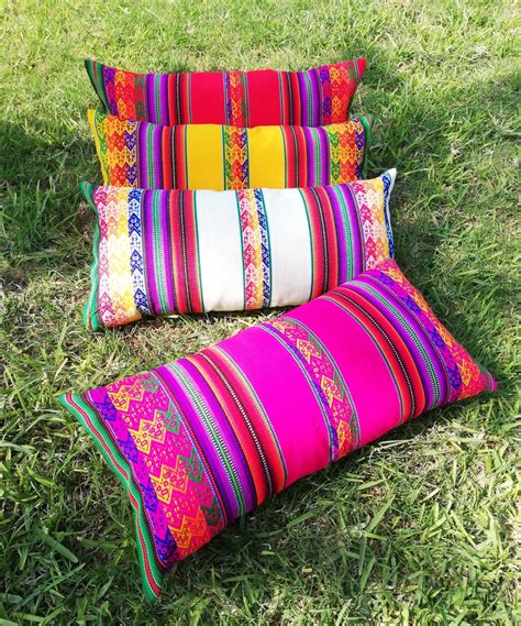 Long Colorful Bohemian Pillow Cover Boho Fringe Handwoven Etsy