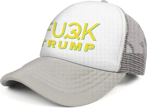 Teedhkf3 Man Fitted Snapbacks Cap Fuck Trump 2020 Yellowgrey Flat Hats At Amazon Mens Clothing