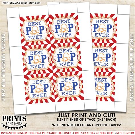 Best Pop Ever Popcorn Tags Carnival Fathers Day T Cards Popcorn
