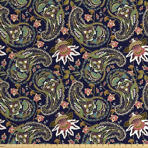 Jacobean Fabric By The Yard Floral Vintage Nostalgia Pattern With