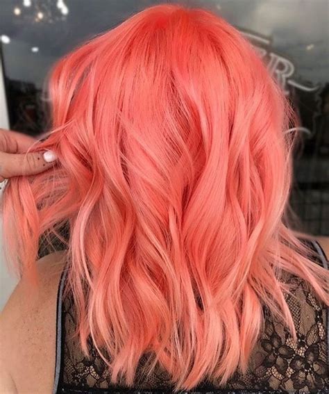 Bright Peach Pink Or Scarlet Pink Or Strawberry Pink Hair Color Idea