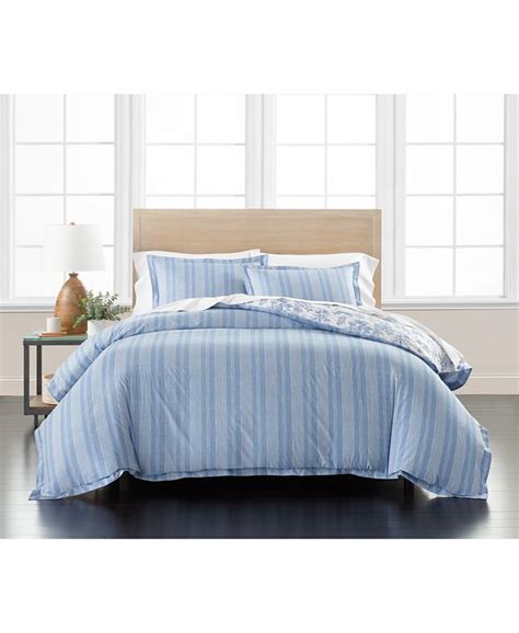 Martha Stewart Collection Percale Stripe Reversible Fullqueen 3 Pc
