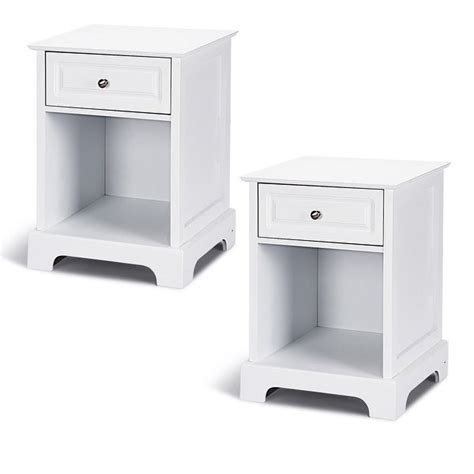 Shop Costway 2 Pcs Night Stand End Accent Table Drawer Chest Sofa Side