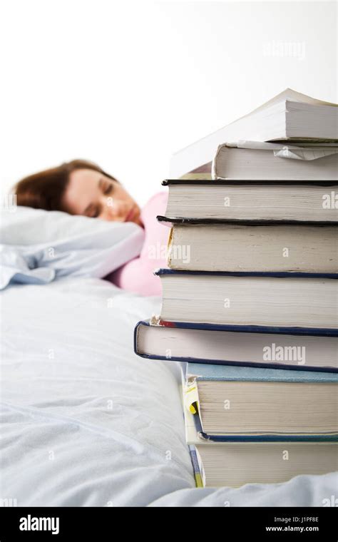 A Caucasian Female Student Fallen Asleep While Studying Stock Photo Alamy