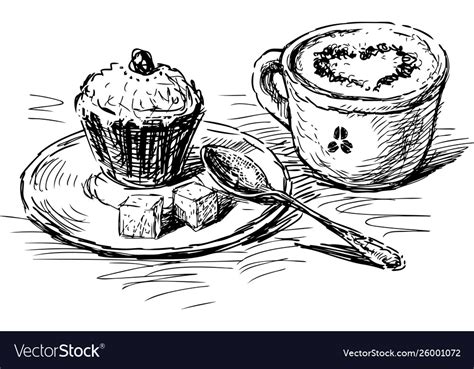 Coffee With Cake Royalty Free Vector Image Vectorstock