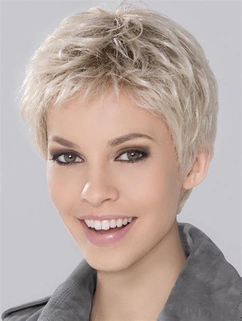Blonde Synthetic Incredible Cropped Platinum Wavy Monofilament Wigs For