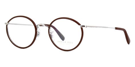 savile row 18kt shallow panto rhodium and brown leather glasses i2i optometrists