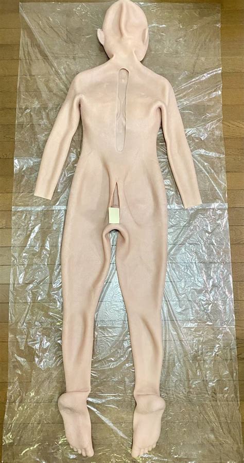 フィメールマスク 一体型 シリコンスーツ シリコン充填 Dカップ 人工乳房 ロングアーム アナルホール 生殖器あり 女装 女体化 FEMALE