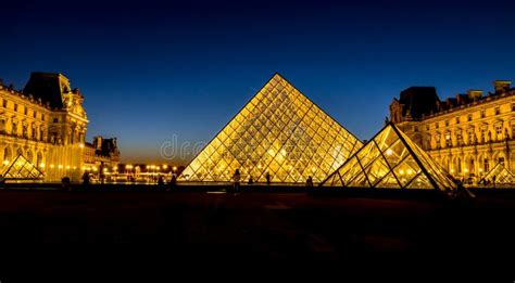 Louvre Pyramid At Night Paris France Editorial Stock Photo Image