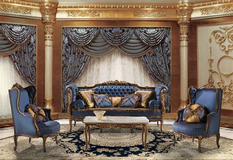 Rimbaud Classic Italian Blue Sofa For Luxury Sitting Room Luxury