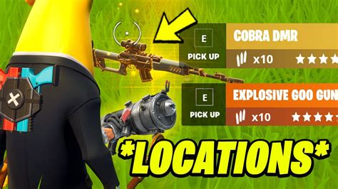 Explosive Goo Gun Location And Mythic Cobra Dmr Fortnite Youtube