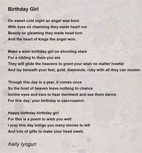 Birthday Girl Birthday Girl Poem By Kelly Iyogun