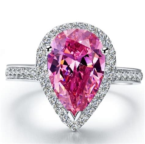 A pink diamond engagement ring with a solitaire, cluster, or halo, giving you lots of style options; Aliexpress.com : Buy Water Drop Jewelry Brand Engagement Ring NSCD Synthetic Pink Diamonds Pear ...