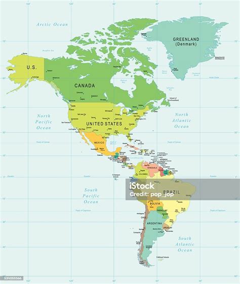 Ilustración De Mapa De América Del Norte Y Del Surilustración Y Más