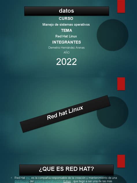 Red Hat Linux Pptx Proyecto 6 Pdf Distribución De Linux Sombrero Rojo