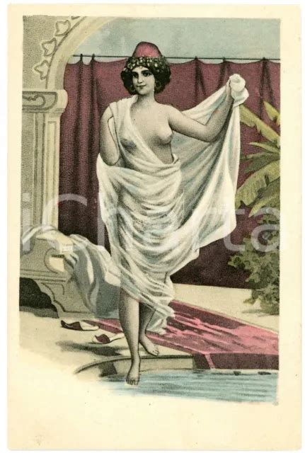 Ca Vintage Erotic Arab Nude Woman With Translucent Dress Risk Postcard Picclick
