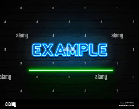 Example Neon Sign Glowing Neon Sign On Brickwall Wall 3d Rendered