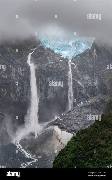 Hanging Glacier And Waterfalls Ventisquero Colgante Queulat National