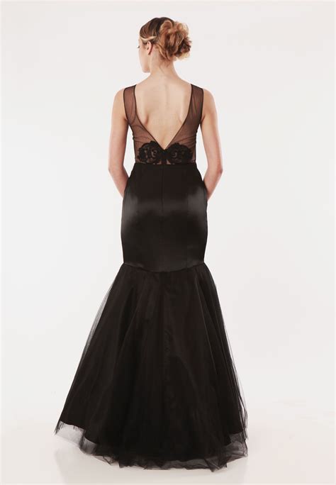 Black Trumpet Style Wedding Dress With Lace Detailing On The Back