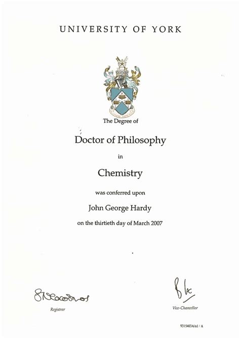 Phd Degree Certificate