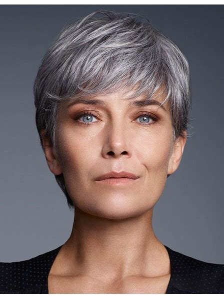 Among the pixie short hair cuts, gray hair has become quite popular lately. Cute Short Pixie Cut Older Women Grey Hair Wig With Bangs ...