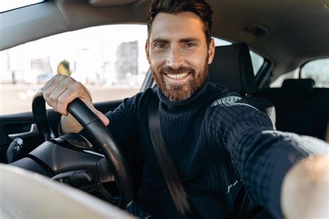 Great Selfie Handsome Bearded Man Holding Camera And Making Selfie