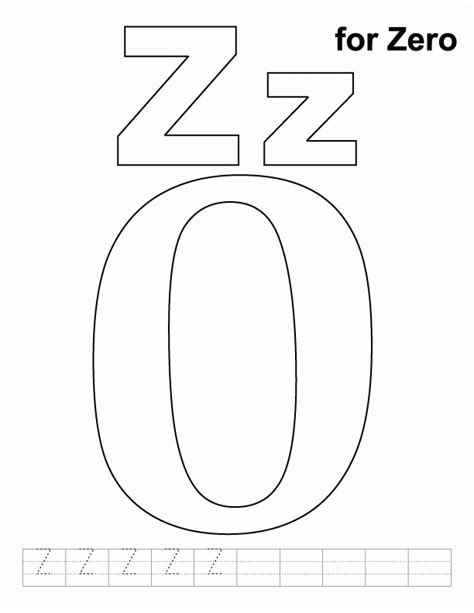 Z For Zero Coloring Page With Handwriting Practice Download Free