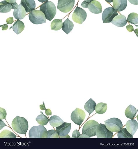 Watercolor Vector Green Floral Card With Eucalyptus Leaves And Branches